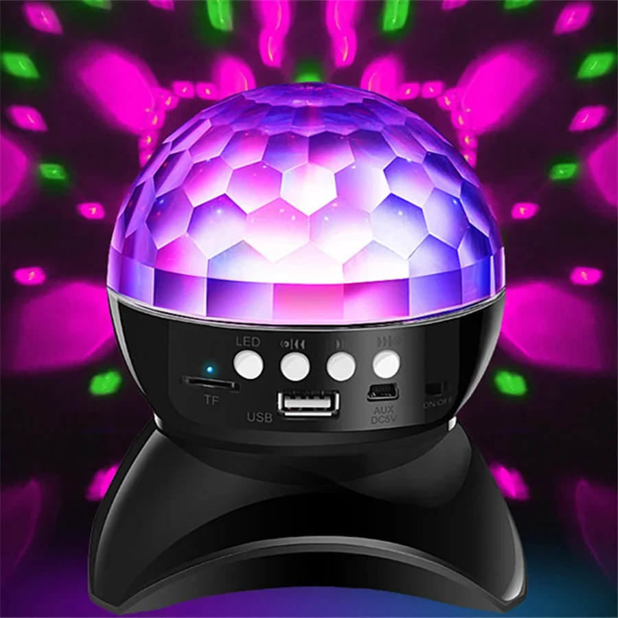 Stage Projection Night Lights Wireless BT Speaker RGB LED Crystal Disco Ball Effect Lighting DJ Club Party Lamp USB Rechargeable