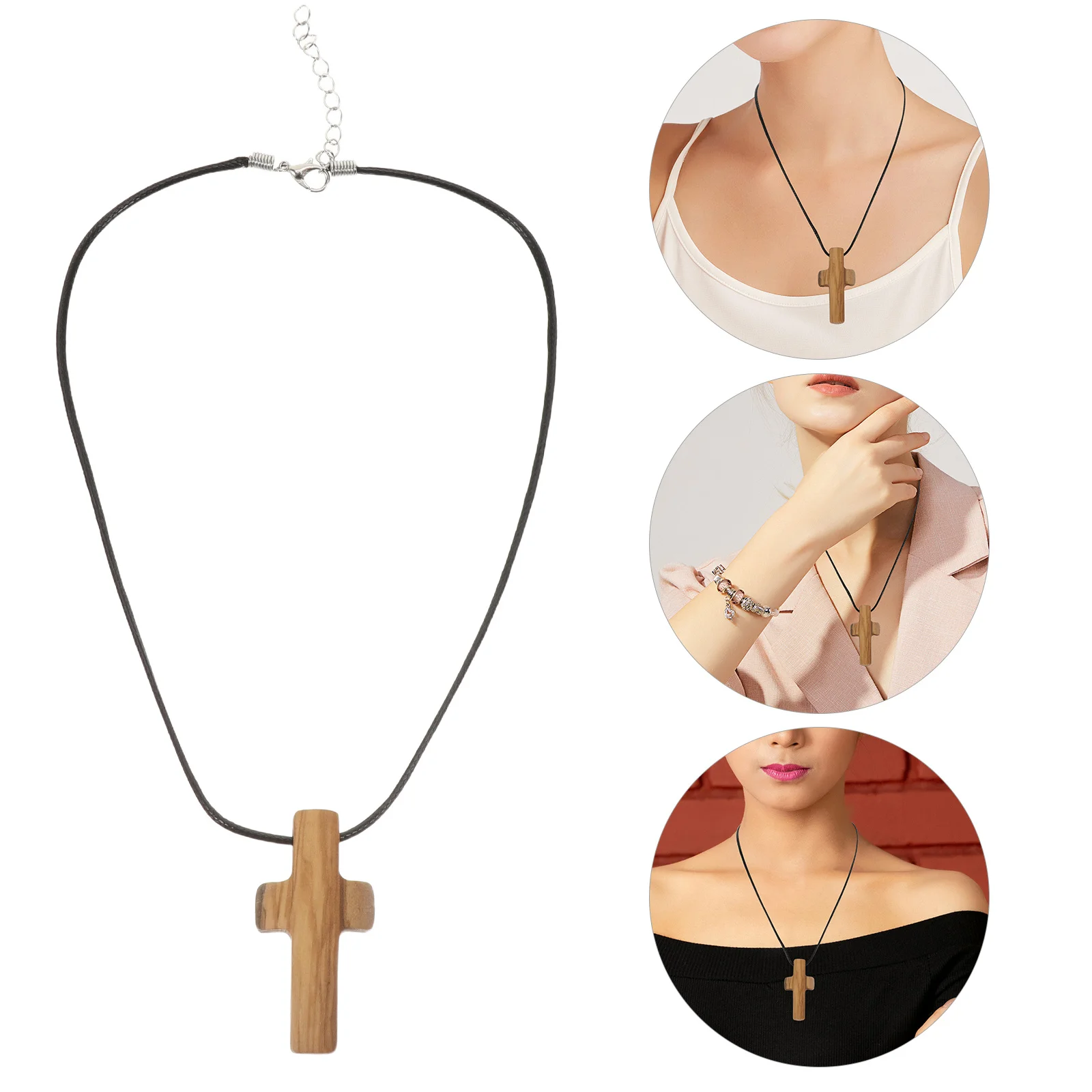 Wooden Hand Carved Religious Pendant Adjustable Cord Natural Wood Spiritual Jewelry For Men Women - Easter Gift