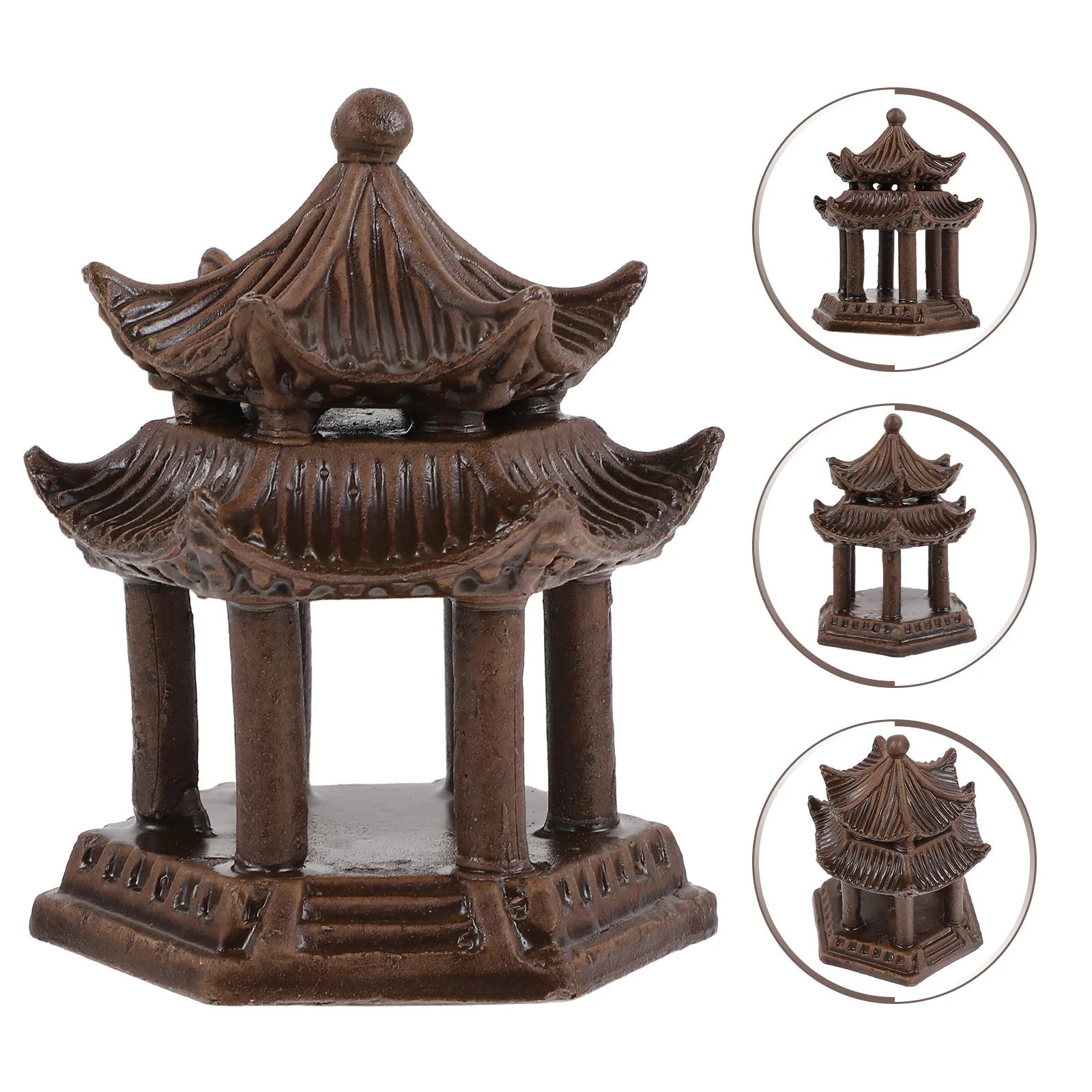 

Ceramic Pavilion Hexagonal Shape Miniature Decorative Ornament Fish Tank Aquariums Micro Landscape Bonsai Garden Decor