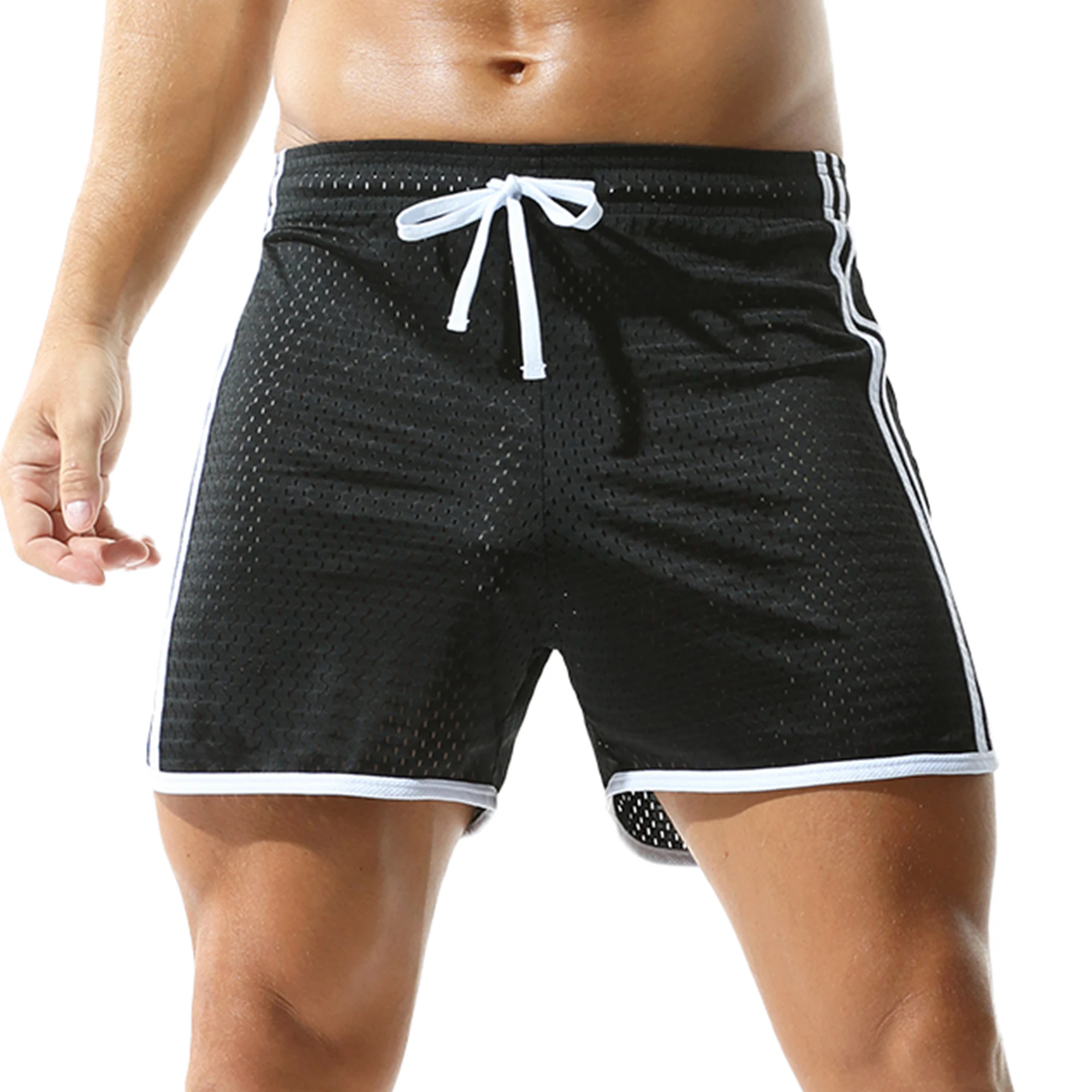 New Men's Solid Color Breathable Mesh Sports Training Casual Shorts Fashionable Loose Comfortable Home Shorts Gym Club Clothing