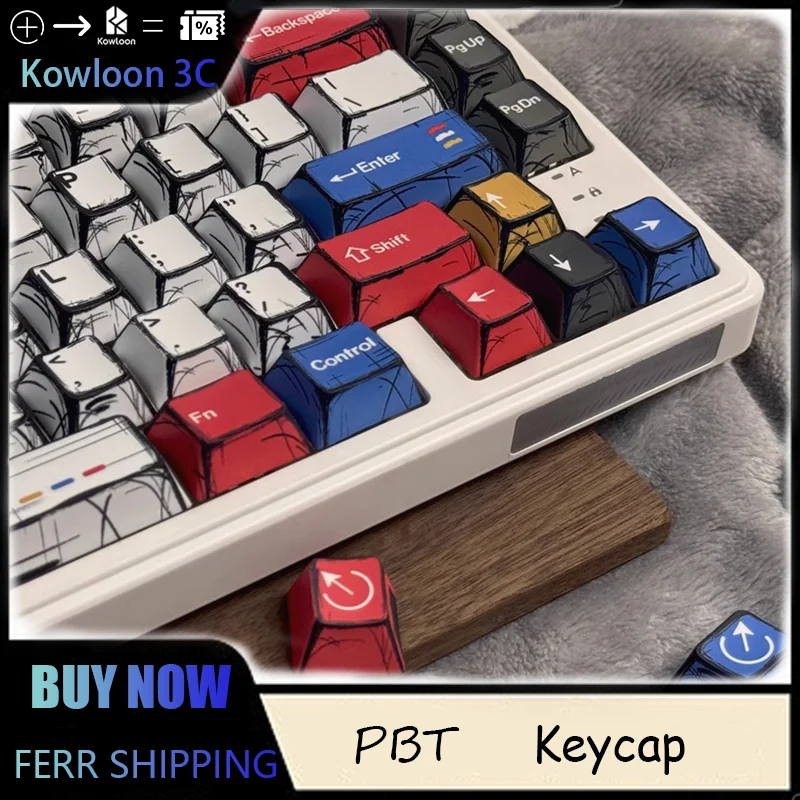 Anime Wind Keycap Mixed Light 136 Keys Original Height Heat Sublimation Pbt Material Wooting Mechanical Keyboard