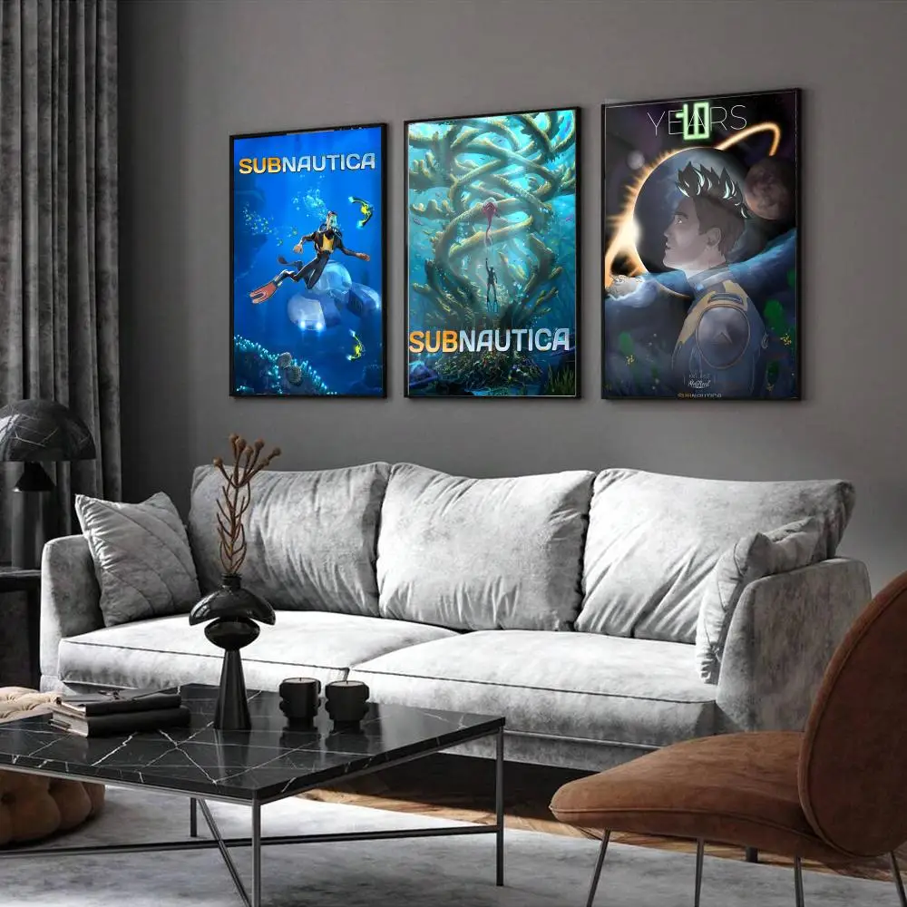 Classic Game S-Subnautica Poster Home Living Bed Room Bar Hallway Sticky Wall Printing Waterproof Aesthetic Decor