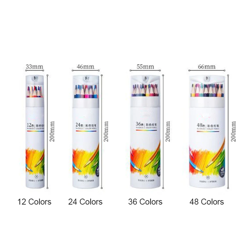 Pensil Warna Kayu Alami Profesional Siswa Menggambar Sketsa Lukisan Pensil Warna Set Alat Tulis 12/24/36/48 Warna