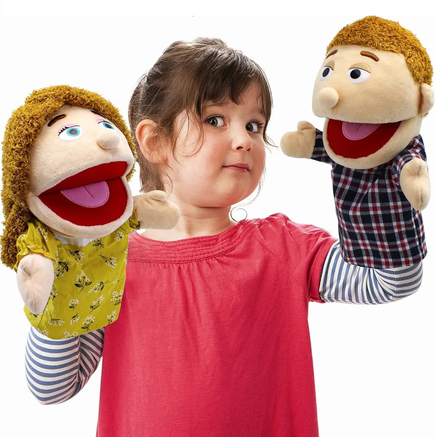 دمى يد الأب - دمى يدوية من القطيفة الناعمة ألعاب رواية القصص التفاعلية للأطفال، اللعب الخيالي