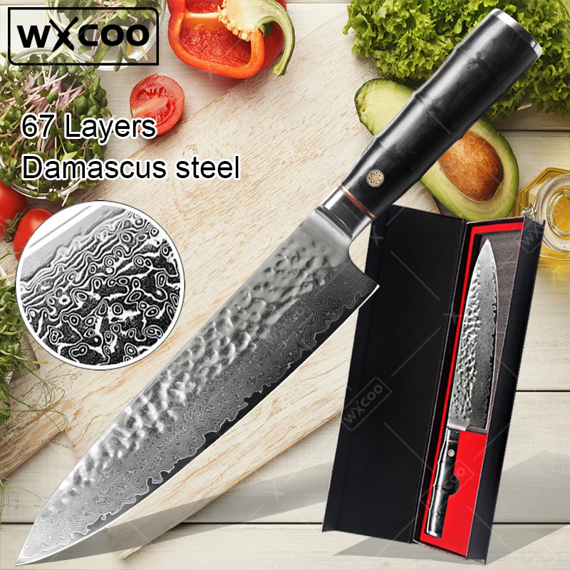 WXCOO Kitchen Chef's Knife Damascus Steel Butcher's Beef Meat Cleaver Steak Knife Sharp Boning Knife Vegetable Cutting Knives