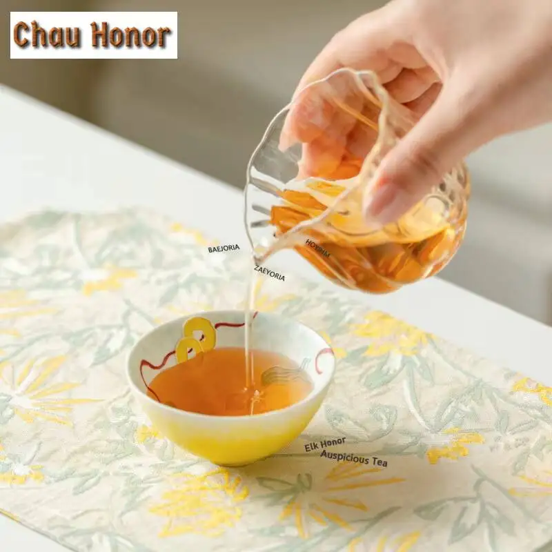 ZAEYORIA 70ml Hand-painted Fortune Gourd Teacup Traditional Tea Bowl Mug Tea-tasting Smelling Cup Chazhan Master Cups Teaware