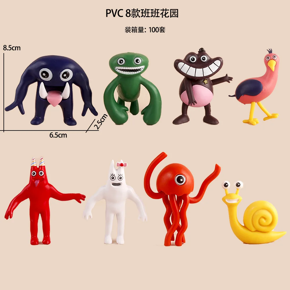 8pcs/set Cartoon Garden of Banban Anime Figure GK Toys Cute Action Model Green Jumbo Josh Monster Ornament Doll Birthday Gifts