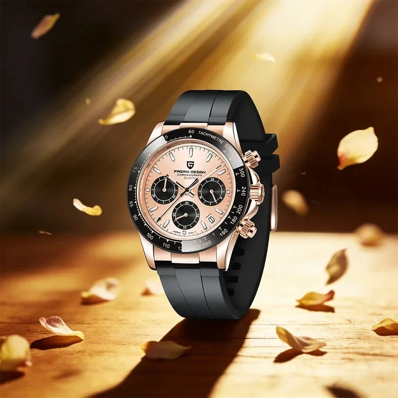 PAGANI DESIGN PD-1664 Men's Quartz Chronograph Watch, 2026 New Meteorite Dial, Sapphire Crystal Luxury Sport Watch
