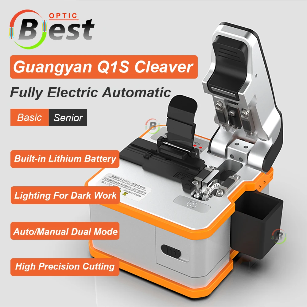 

Electrical Guangyan Q1S Fully Automatic Electric Fiber Optic Cleaver Rechargeable Cable Cutter FTTH Optical Fiber Cleaver