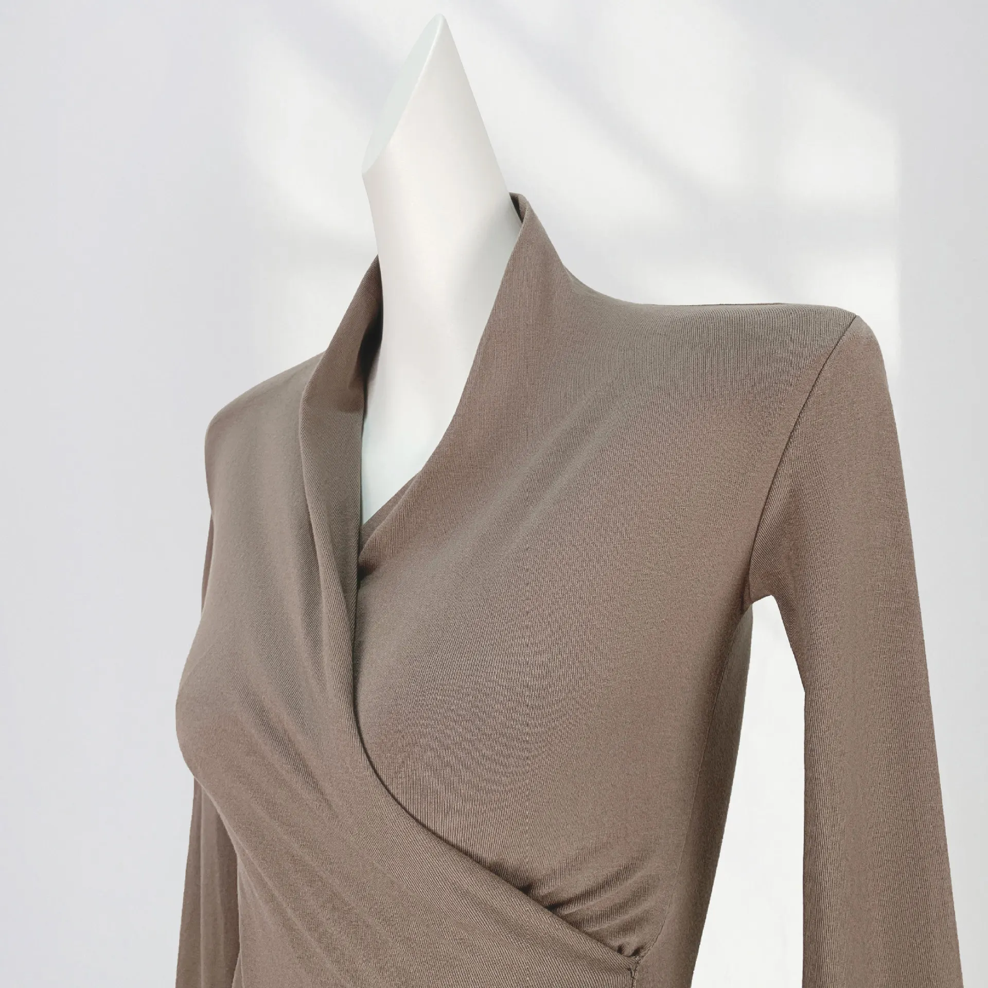 Combed Cotton Cross V Neck Long Sleeved Bottoming Shirt Long Sleeved Tops Women Spring Elegant Wind Slim Inner T Shirt