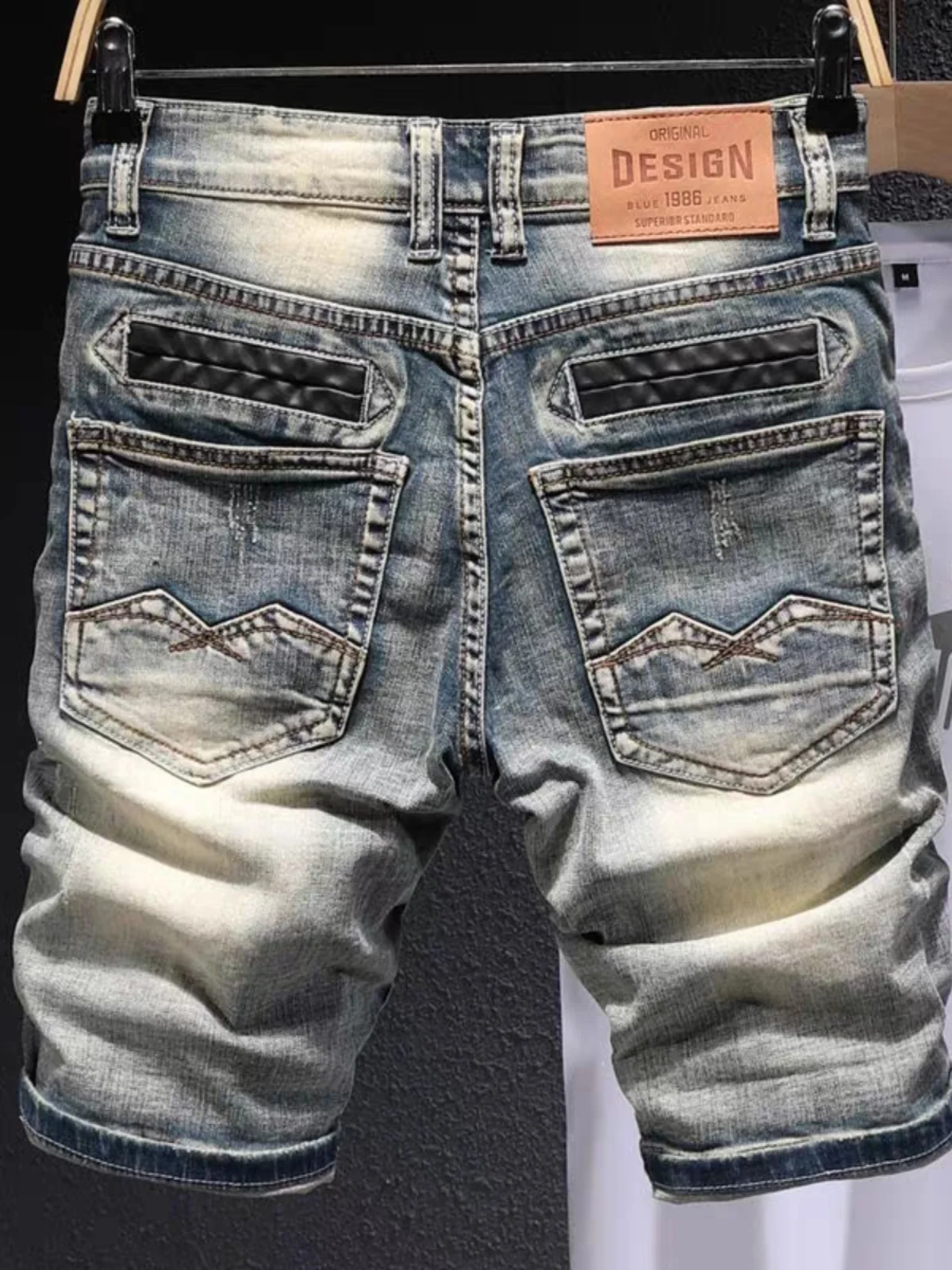 

Retro Faded Mud Jeans ort Pants Men Summer Thin Korean Sle Trendy Elastic Slim Fit Brand Hole Five Parts Pants