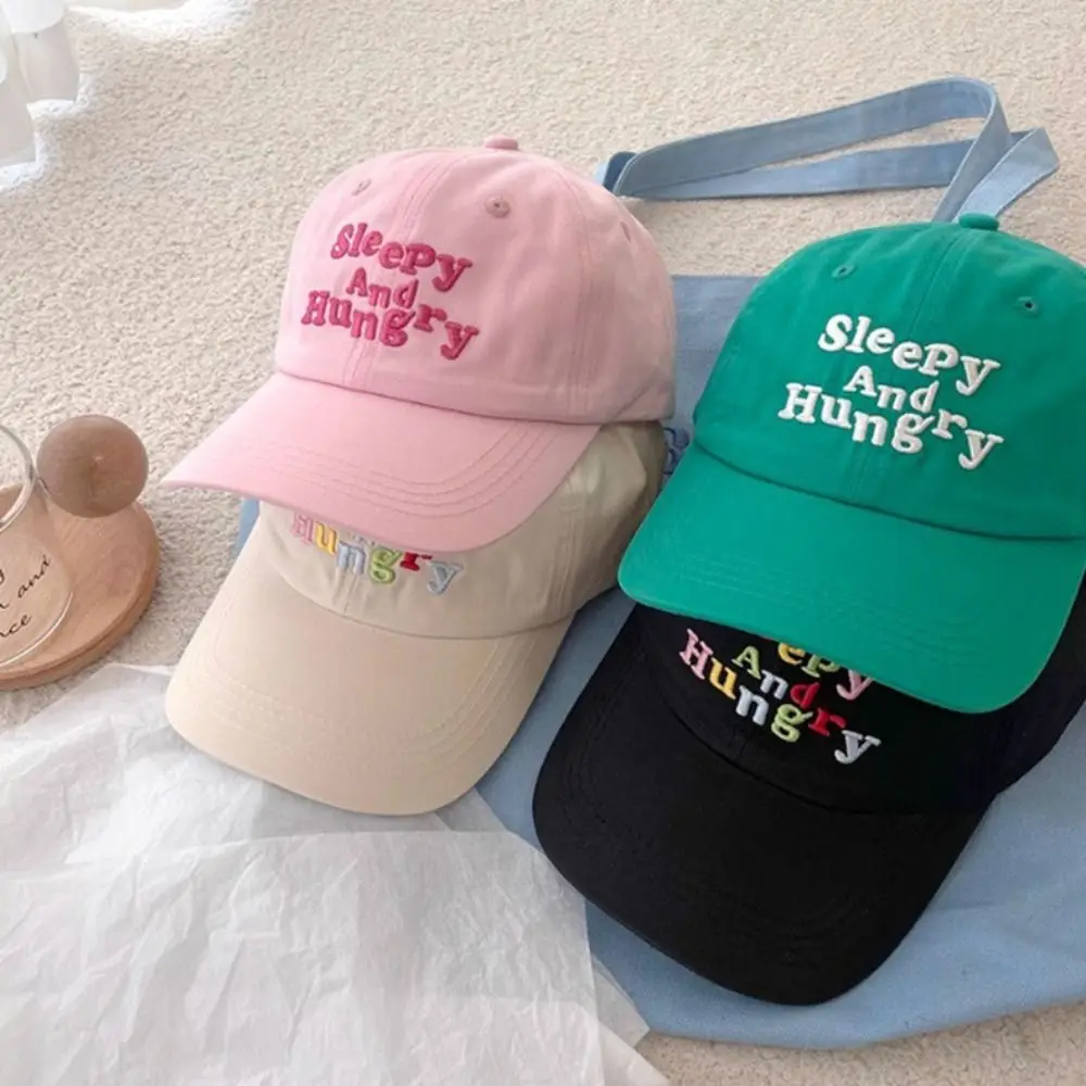 

Casual Sleepy and Hungry Embroidery Baseball Cap Brightly Colored Adjustable Fishing Cap Sport Hat Outdoor