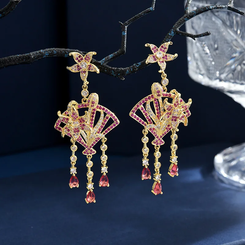 

HIBRIDE Fashion Heavy Craft Premium Scalloped Flower Earrings Whitening Women Jewellery Set Nigeria Wedding Party Prom Gift E81