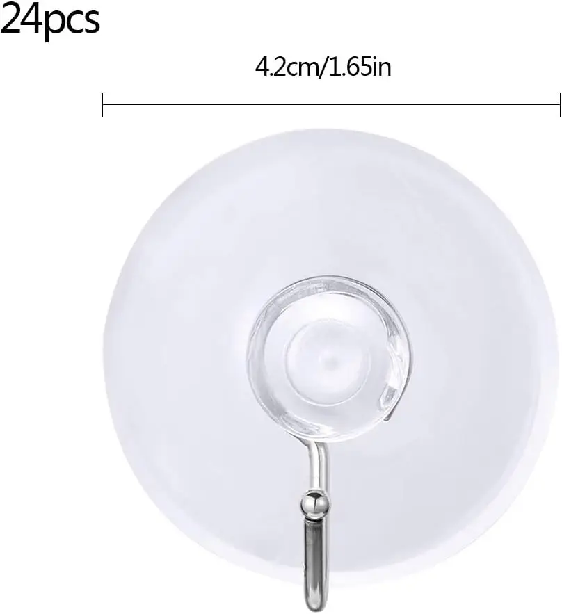 24 Stück Saugnapf-Haken, abnehmbarer kleiner starker Saugnapfhalter mit Metallhaken für Küche, Dusche, Wand, Fenster, Glastür