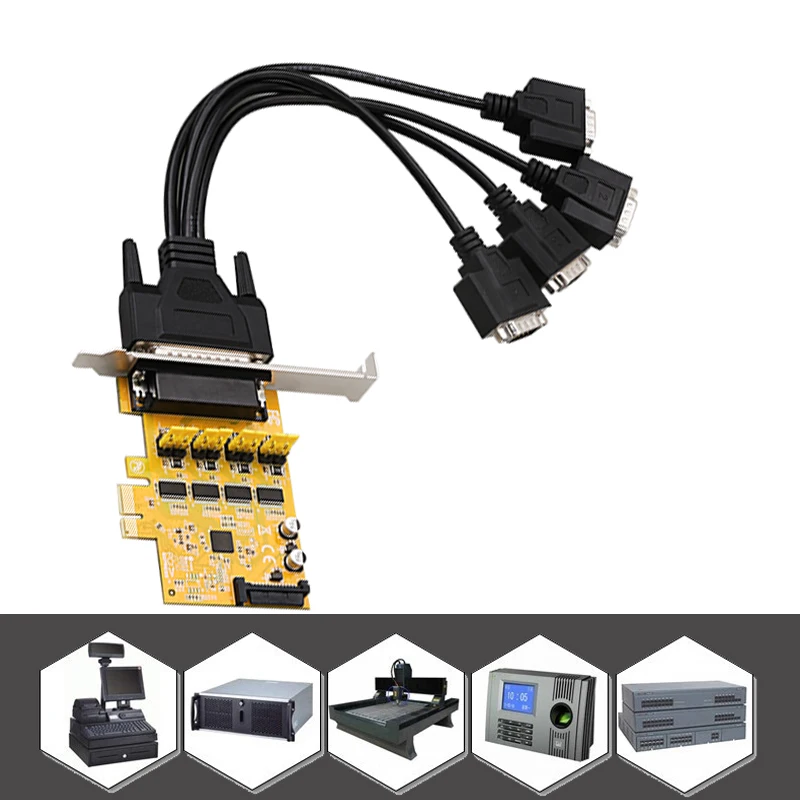 

PCIe to 4 serial port RS232 expansion card PCIE Expansion Serial Card Game PCIE Card Riser Card Adapter Extender PCIe Converter