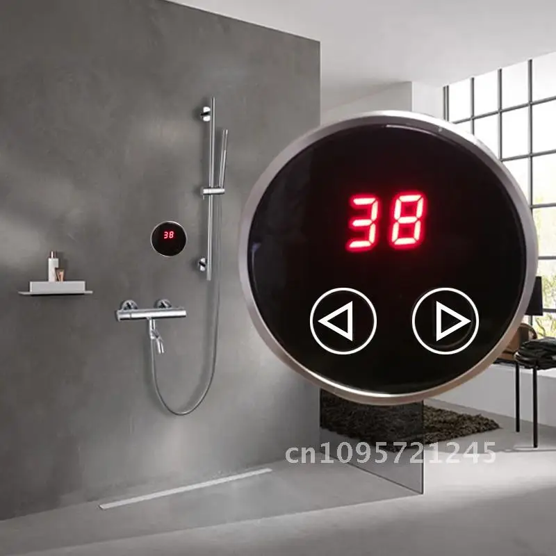 Thermostatic Faucets Bathroom Mixer Smart Touch Round Shower System Temperature Display Wall Mounted LCD Digital Key Panel Taps