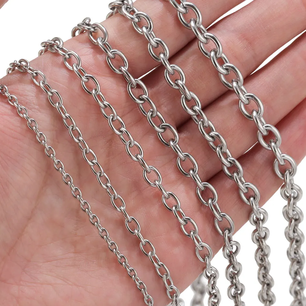 

1meter 34 5 6 7mm Stainless Steel O Shape Link Chains For Jewelry Making Cross Chain DIY Bracelet Necklace Making Materials Bulk