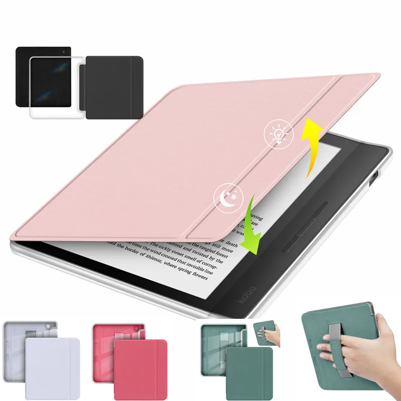 

Case for Tolono Vision 6 7" 2021 Acrylic Clear Back for Tolino Vision Color 2024 7'' Case Funda Shell Ebook Cover HandStrap Case