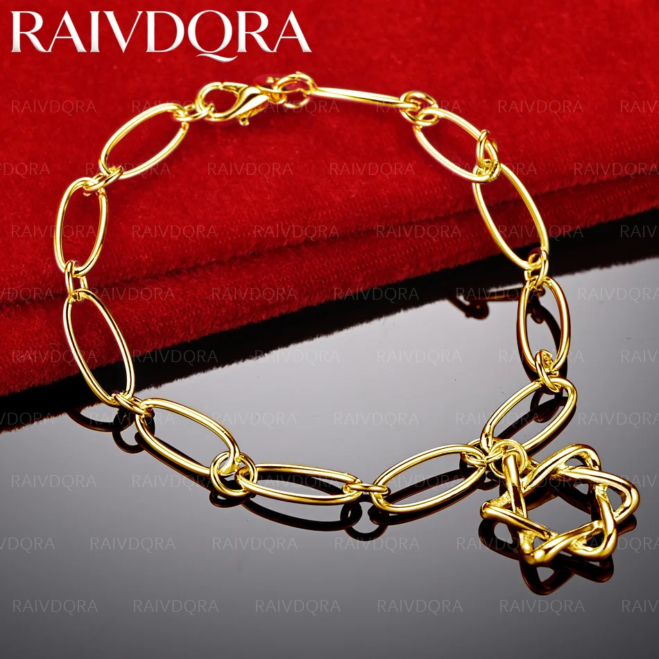 18K Gold Plated Hexagram Star Pendant Chain Bracelet For Women Fashion Jewelry Classic Charm Birthday Gift Party