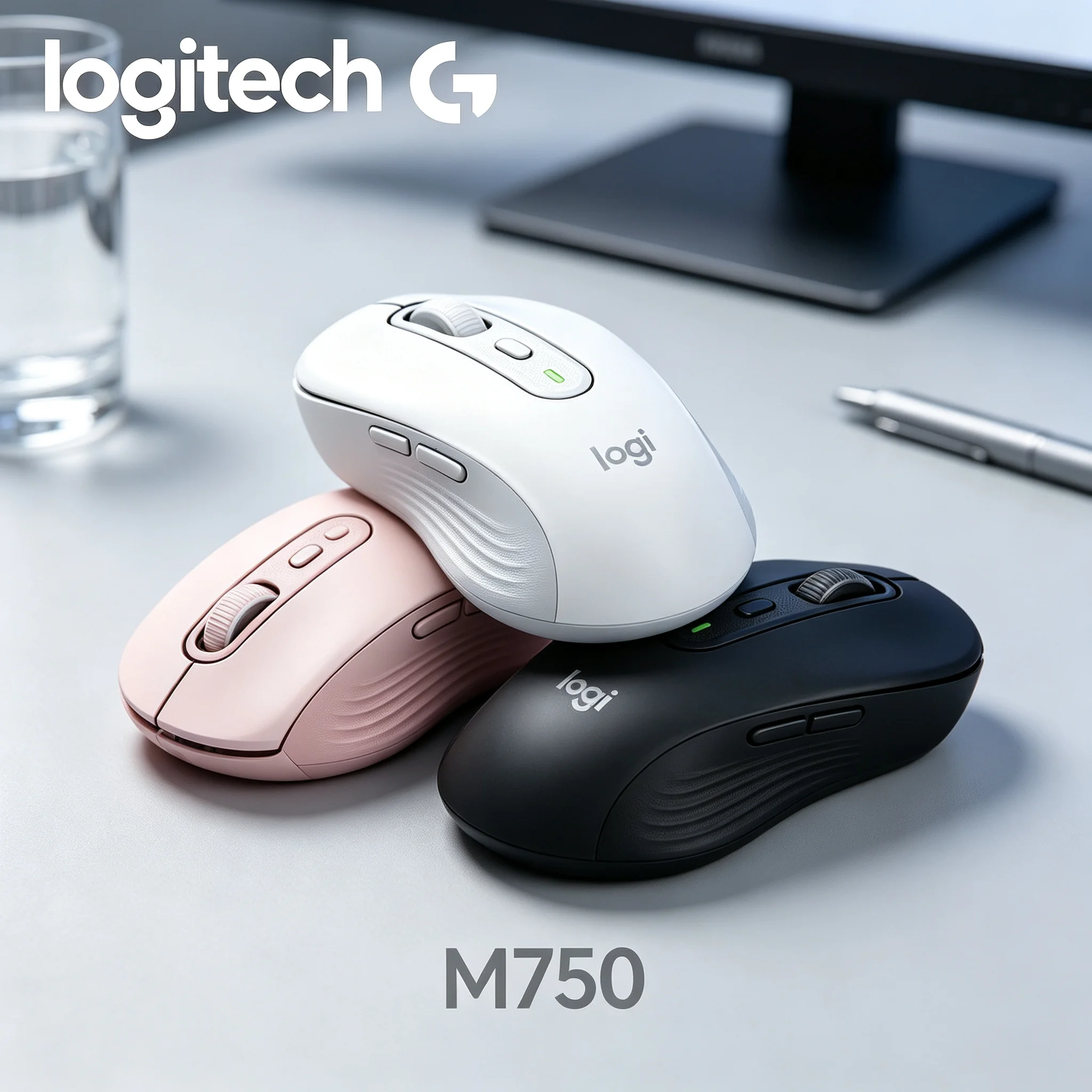 Logitech M750 Anti‑Slip Side Texture Wireless Gaming Office Mice Firm Grip For Intense CS Game Play And Long Contract Working Ho