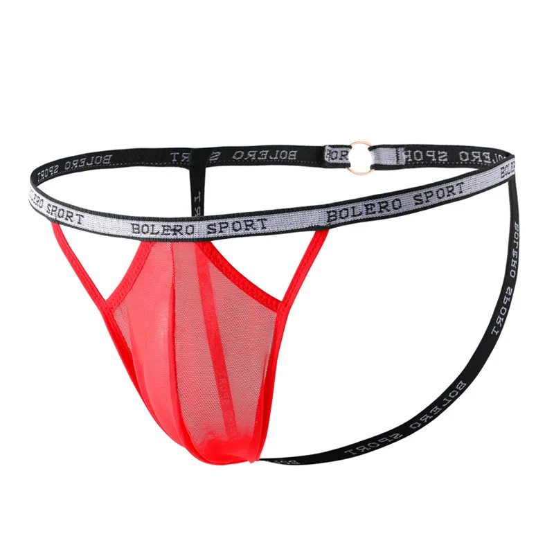 Male Hollow Ring Thong Underwear Adjustable Thin Shoulder Straps Stretch Soft Smooth T‑back Panties Minimalist Sexy Intimate