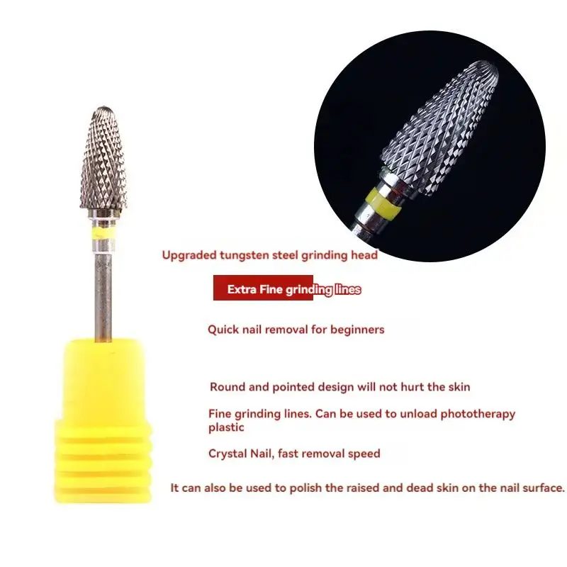 Nail Tungsten Steel Grinding Head Conical Round Head Removing Head Fast Polishing Removing Nail Nail Nail Tools