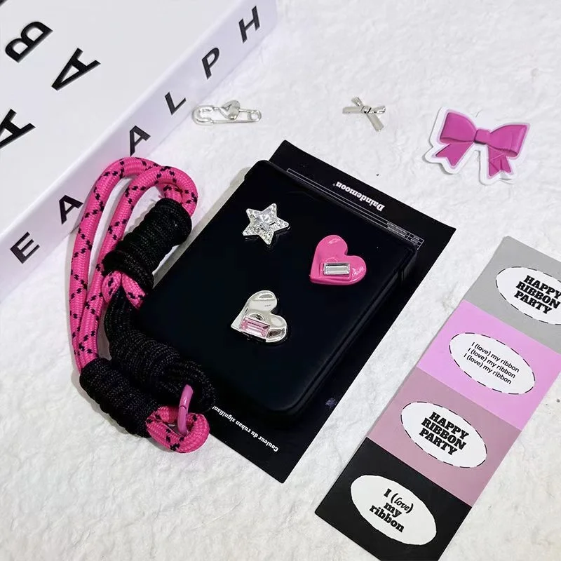 Fashion Bling Stars Rhinestone Phone Case For Moto RAZR 70 60 50 40 Ultra Razr 2025 2024 2023 Rose Portable Wrist Bracelet Cover