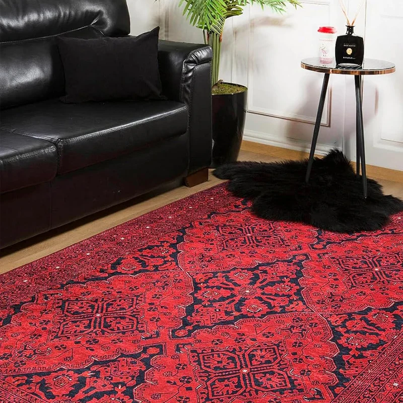 

Living Room Carpet Bedroom Wool Bedside Rugs Machine Washable Foldable Mat Vintage Nordic Rug Soft Fluffy Plush Home Decoration