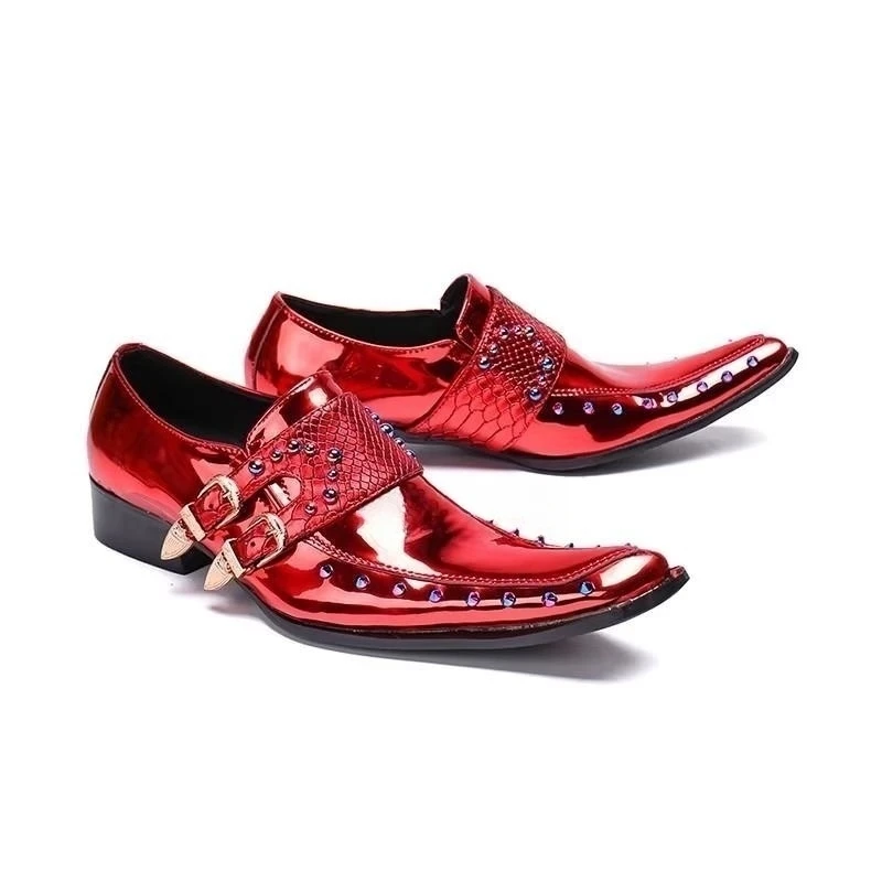 Men's Formal Leather Shoes Pointed Toe Slip On Dress Wedding Show Low Heel Genuine Leather Shoes for Men