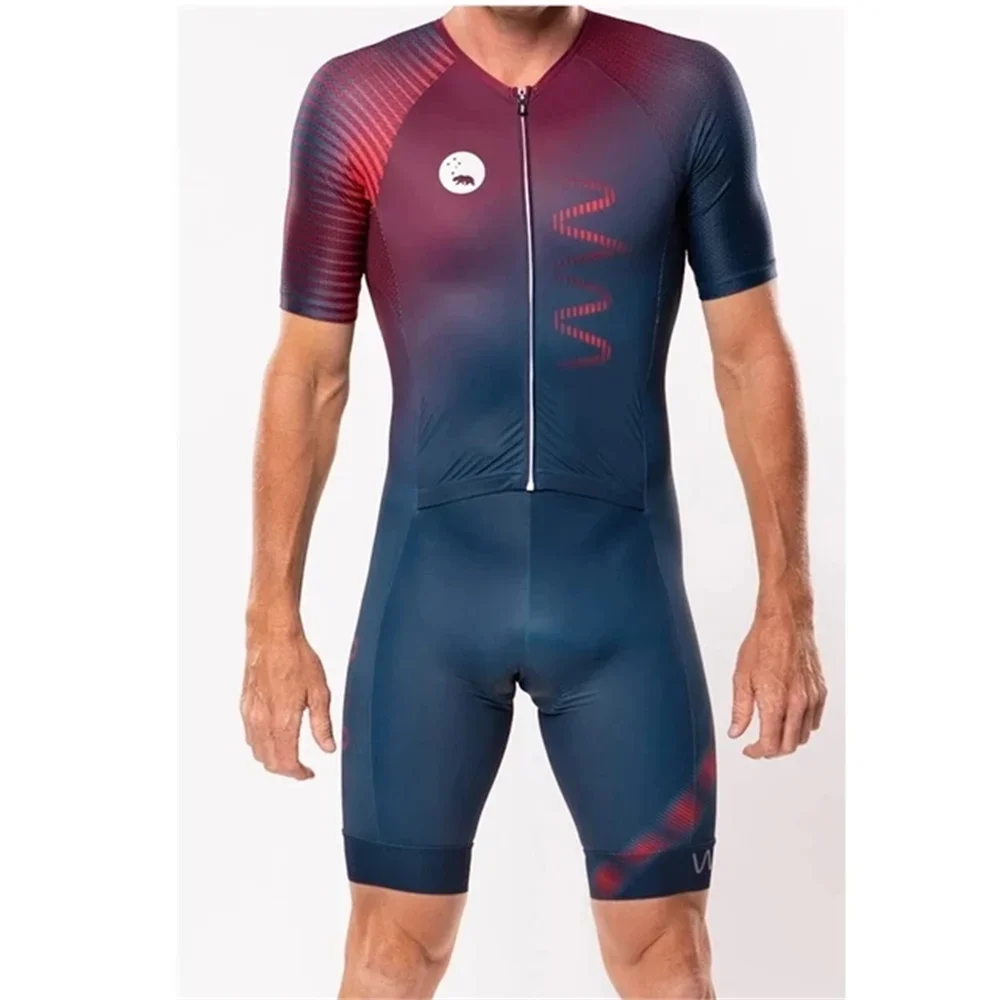 

Wyn Republic Triathlon Suit Men Cycling Short Sleeve Quick Dry Jumpsuit Trisuit Skinsuit Bicycle Equipment Mono Ciclismo Hombre