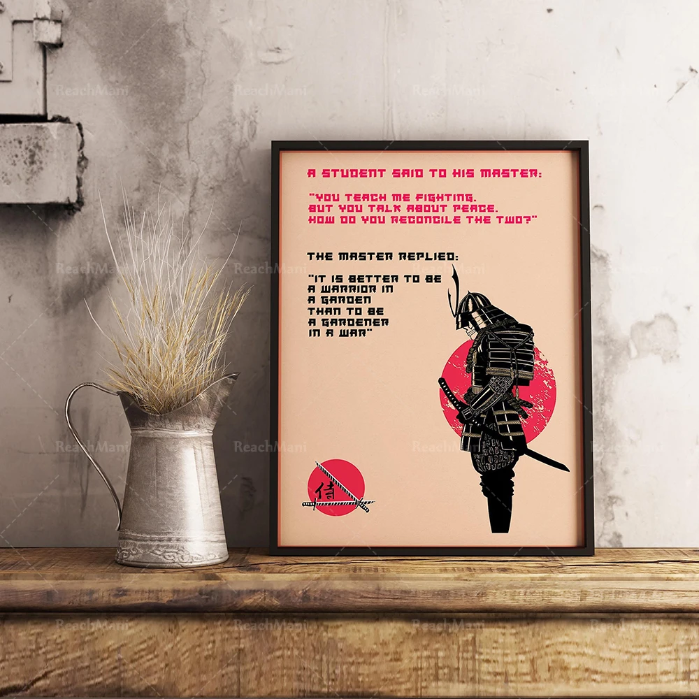Il est mieux de être un guerrier dans le jardin que un jardinier dans un contexte de guerre, citations inspirantes, affiches de samouraï japonais, Chinois