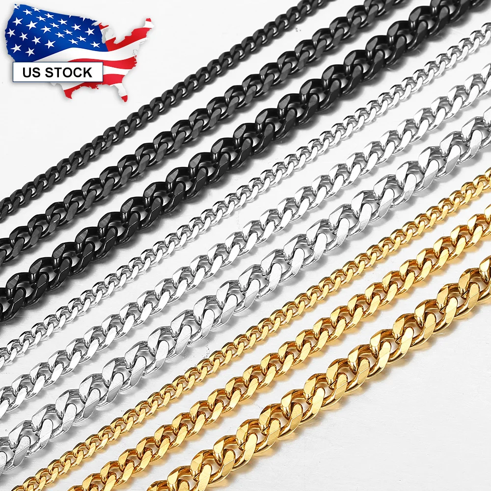 Davielsee Mens Necklace Chain Stainless Steel Black Gold Silver Color 2019 Necklace for Men Jewelry Gift 3 5 7mm LKNM07