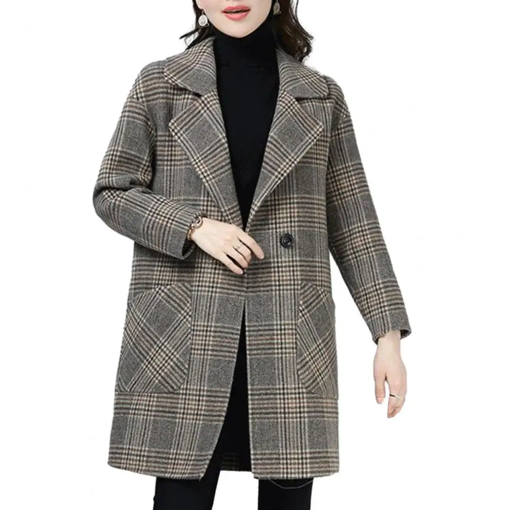 Damen jacke Plaid druck wind dichter Mantel stilvolle mittellange Jacke für Damen Freizeit mantel