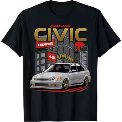 Honda Men's and Women's T-Shirts Summer Civic EK Type R Motorcycle Riding Off-Road Short Sleeves Racing Lovers Casual Top