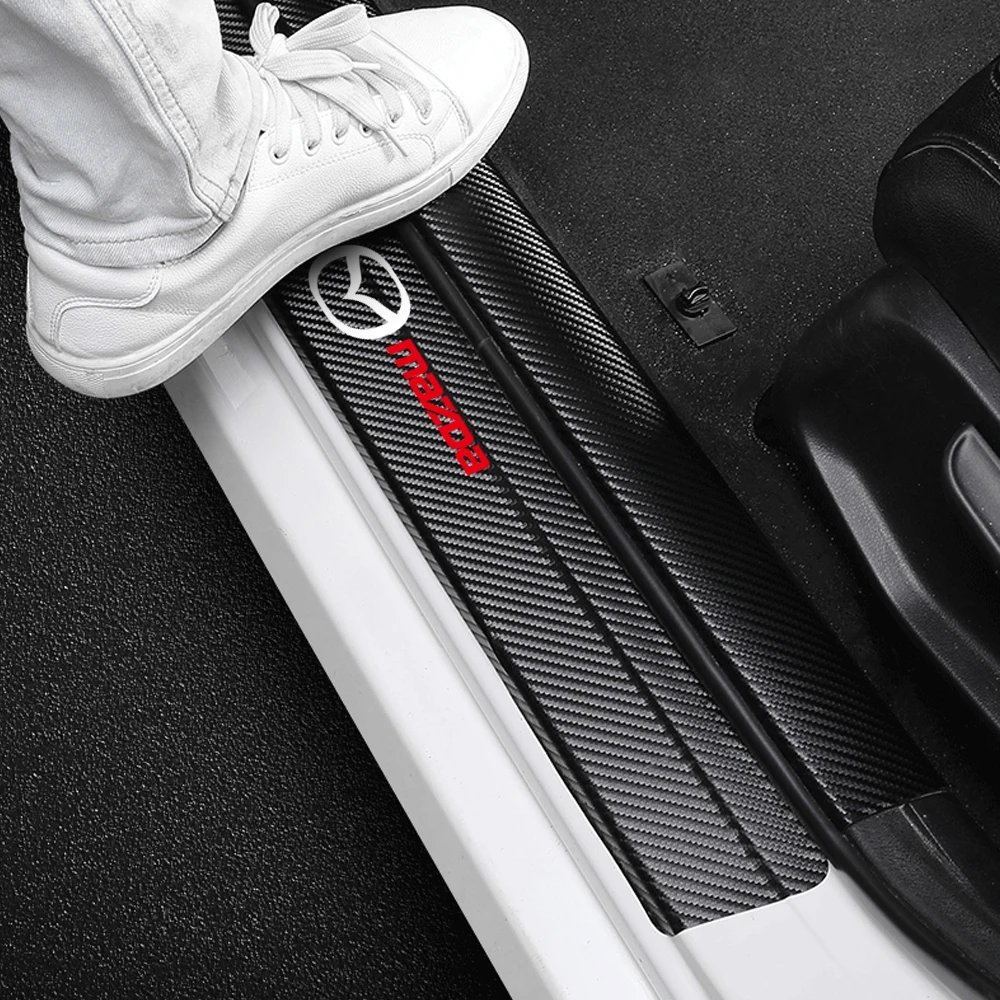 4pc auto tür schwelle pedal carbon faser schutz folie kratz fest und wasserdicht aufkleber für mazda 2 3 6 CX-5 CX-3 CX-7 axela ms