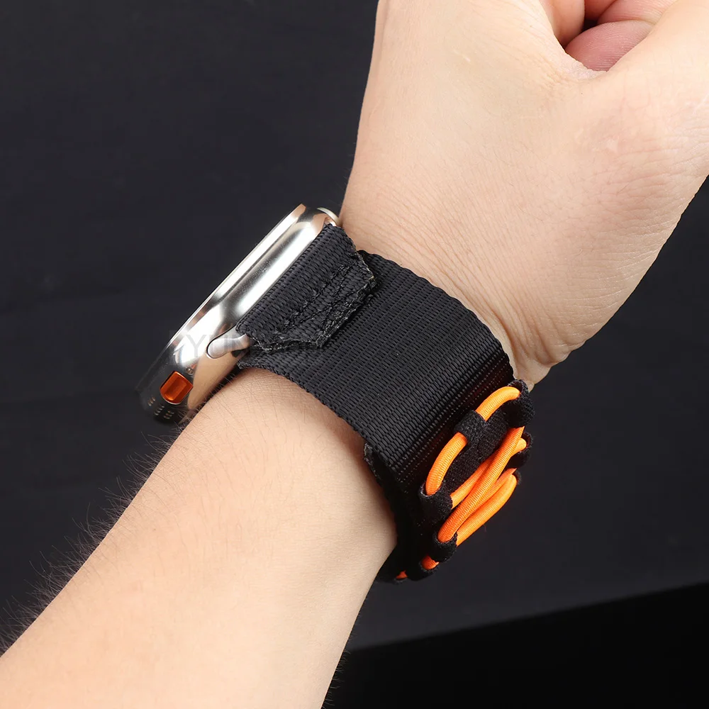 Wide Nylon Loop Strap For Apple Watch Band 9 8 7 45mm Ultra 2 49mm Breathable Outdoor Sport Band For iWatch 6 5 4 3 SE 44mm 42mm