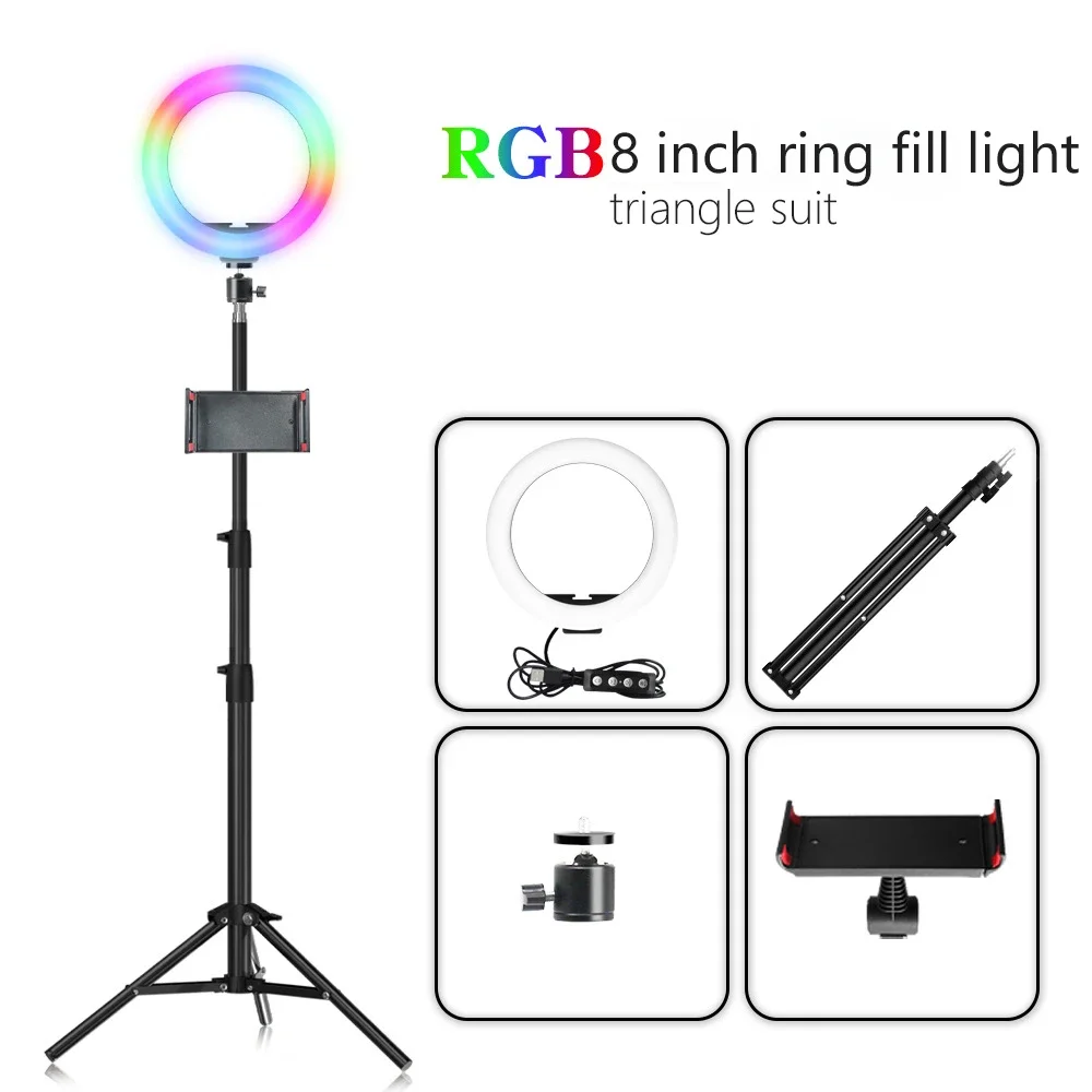 Bâton lumineux vidéo RVB avec trépied, lampe LED colorée, anciers de lumière de remplissage, déterminer le flash, éclairage de photographie, fête