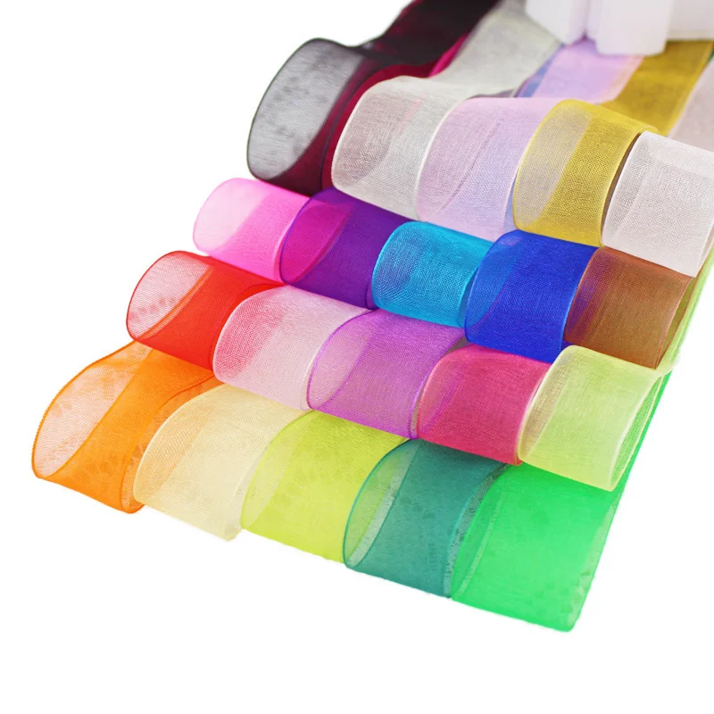 (50 Yards/roll) Organza Ribbon Gift Wrapping Decoration Handmade DIY Christmas Ribbons (12/15/20/25/40/50mm)