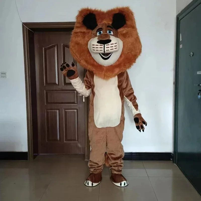 أفريقيا براون الأسد زي التميمة الحيوان تأثيري المشي دمية ملابس للبالغين هالوين كرنفال فستان حفلة الدعائم الملحقات