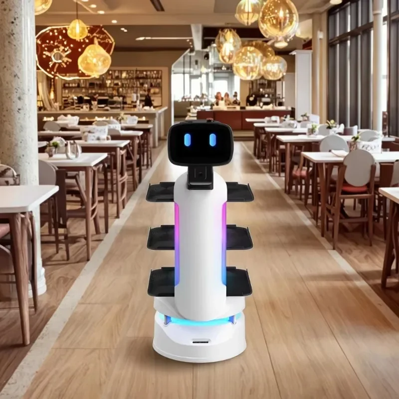 Robot de entrega comercial con sensor inteligente para evitar obstáculos con diseño humanoide