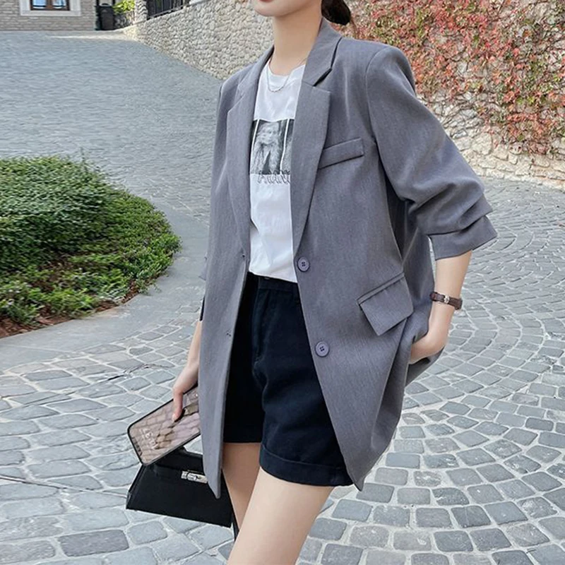 Women\'s Grey Loose Small Suit Coat Women\'s Autumn 2024 New Design Sense Casual Suit blazers for women