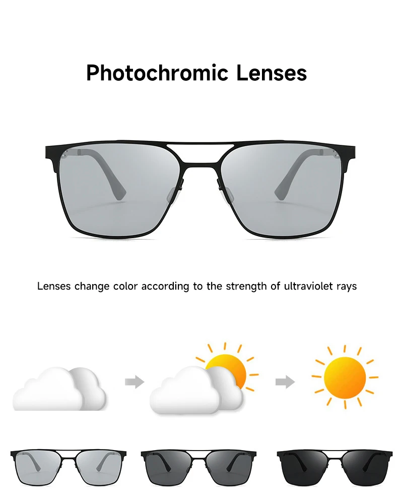 Neue Photochrome Polarisierte Sonnenbrille Mann Hohe Qualität UV400 Sonnenbrille Im Freien Fahren Angeln Pilot Brillen – Detail 6
