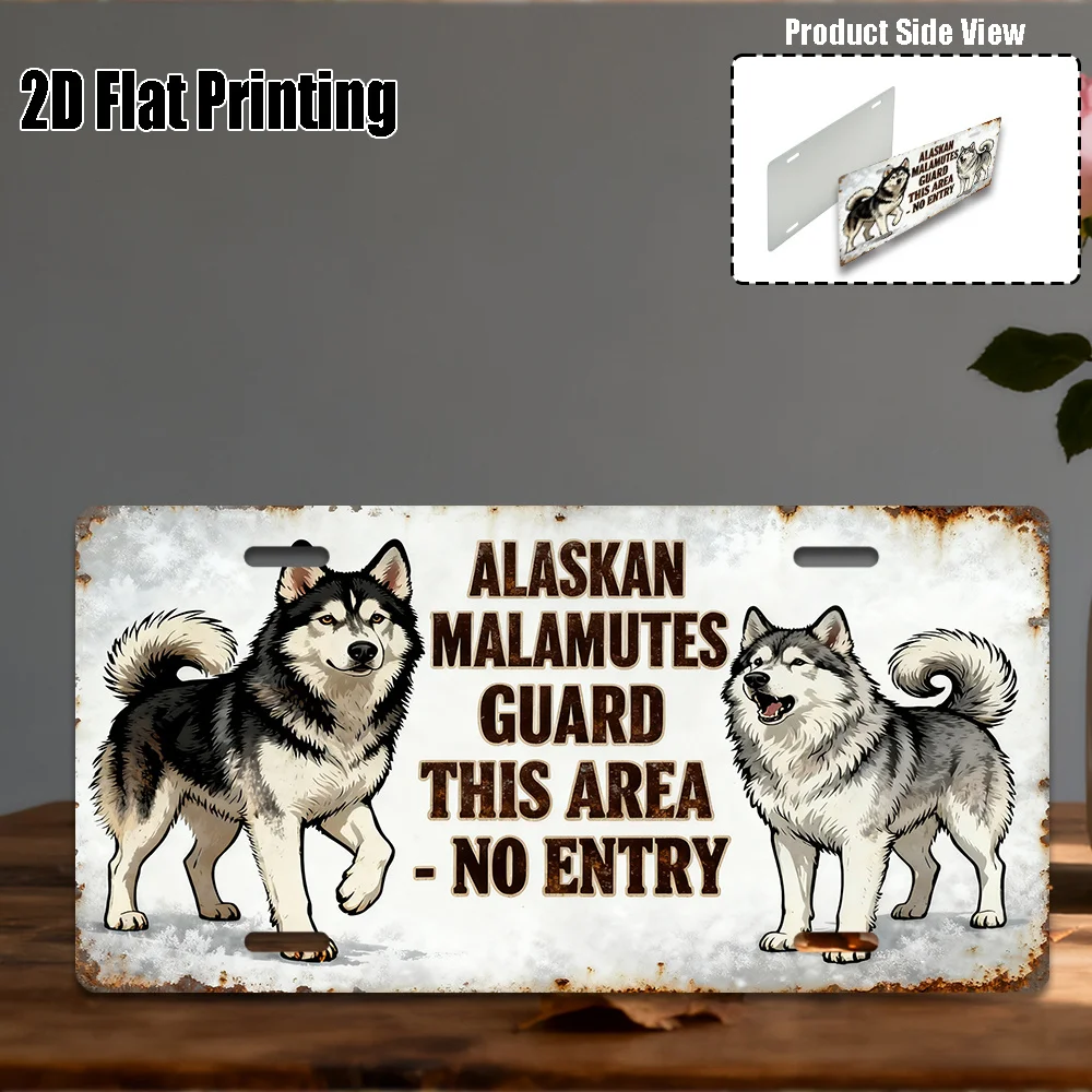 2D Flat,1pc Vintage Metal Decorative Sign,for Decorative Use Only,Alaskan Malamute Themed Sign withCanine Elements Vintage Style