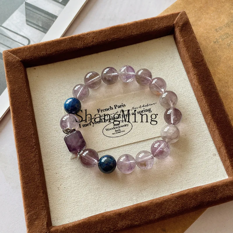 

PYH natural purple ghost crystal bracelet nine purple from fire purple and blue pattern stone bracelet for girlfriends