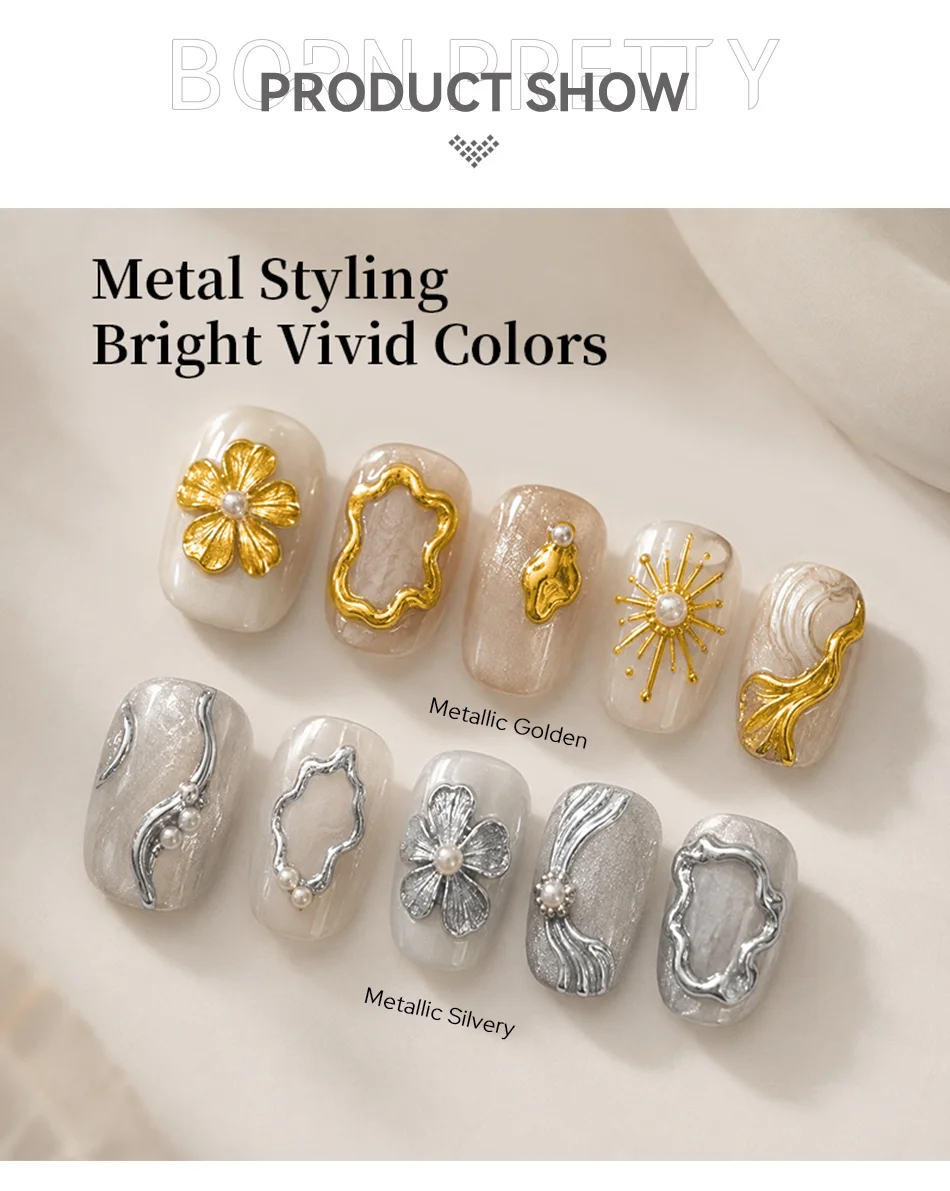 BORN PRETTY 1/2/3 Stück Metallic 5D Sculpting Gel Nagellack-Set 5ml Gold Silber Nicht-Fließend Hochsättigendes Nagel-Formungs- und Modellierungs-Gel – Detail 2