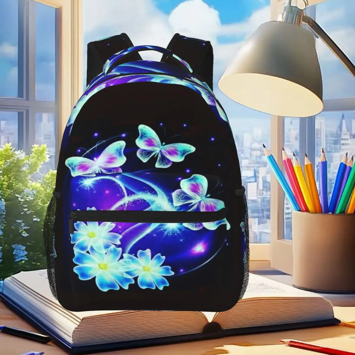 

Butterfly Student Backpack School Bag Hiking Travel Daypack for Boys Girls Fashion Bookbag Shoulder Bags