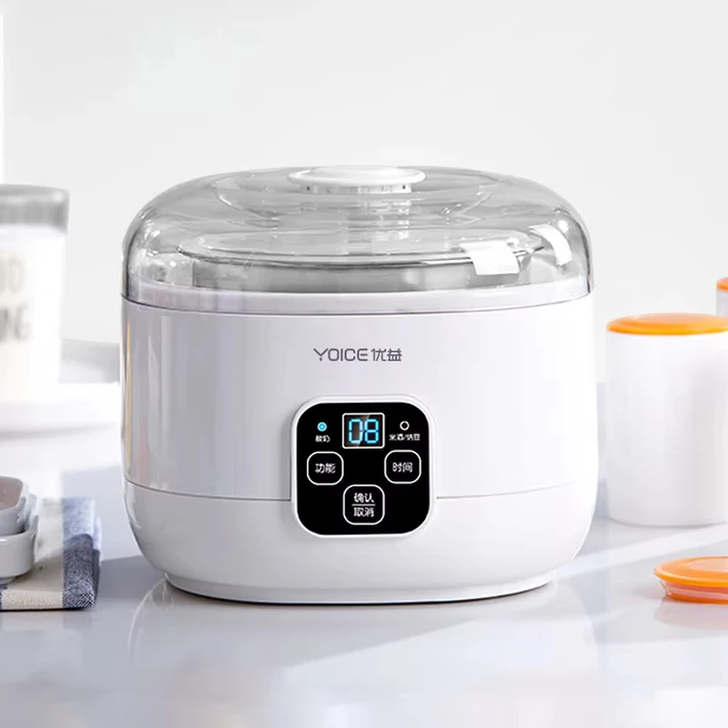 Máquina eléctrica automática para hacer yogur, 1L, 3 en 1, con revestimiento de acero inoxidable, para bricolaje, yogur, Natto, arroz, vino, uso doméstico, 220V