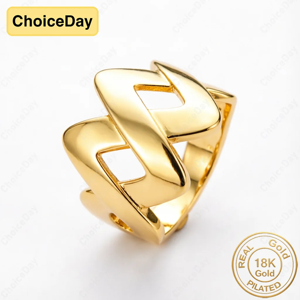 

Charming 18K Gold Plated Geometric Ring for Women, Fashion Gift Jewelry Wedding Party Accessories