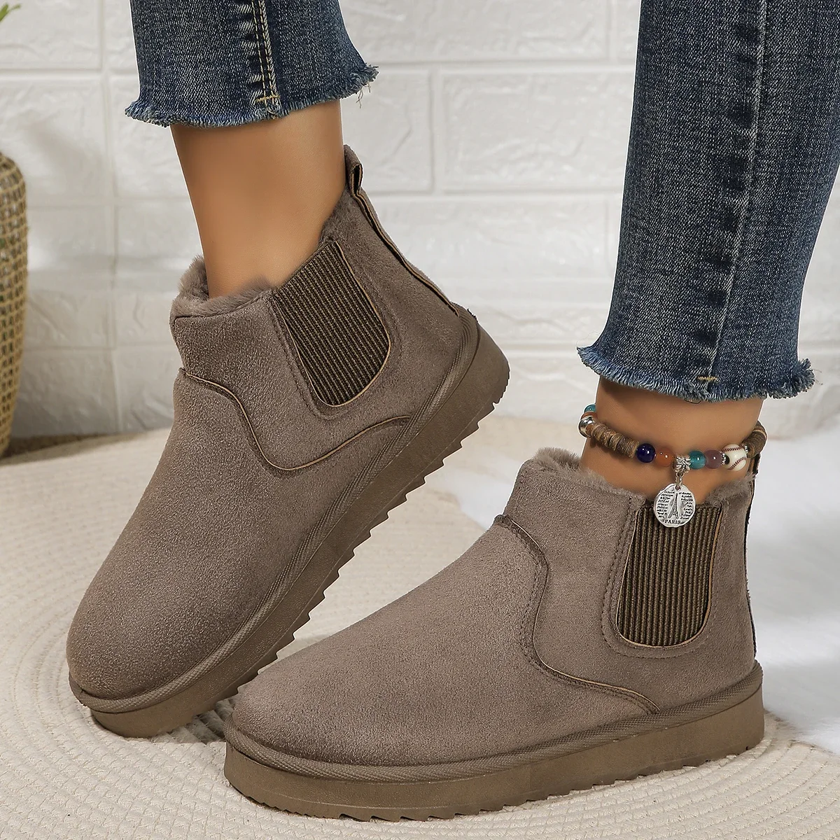 Winter Women Snow Boots Plush Warm Non Slip Waterproof Ladies Flats Sneakers Casual Slip on Female Ankle Boots Botas Mujer