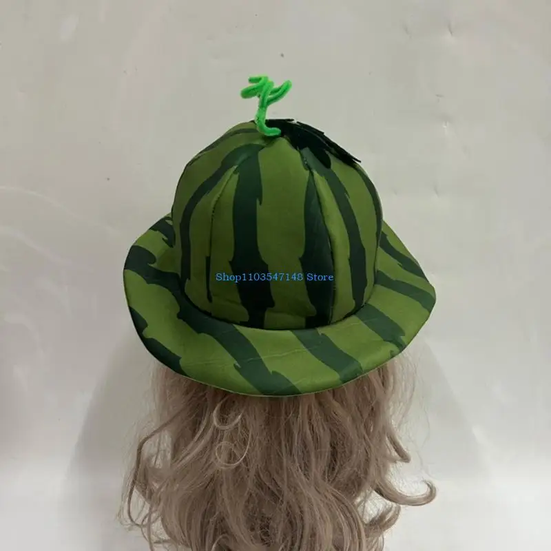 P88B ثلاثية الأبعاد البطيخ قبعة بحافة لحفلة الهالوين الاحتفال خلع الملابس واسعة الحواف الفاكهة القبعات قبعة لعطلة الهدايا